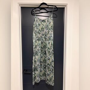 Vince Floral Print Midi Slip Dress | Green | L | Retail $445